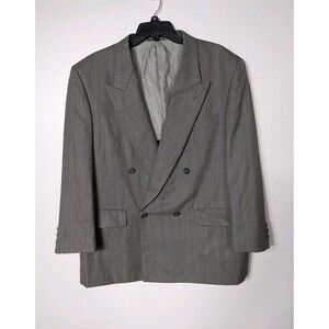 Paolo Gucci Men Sz 46 R Vintage Navy Striped Front Pockets New Wool Blazer 338